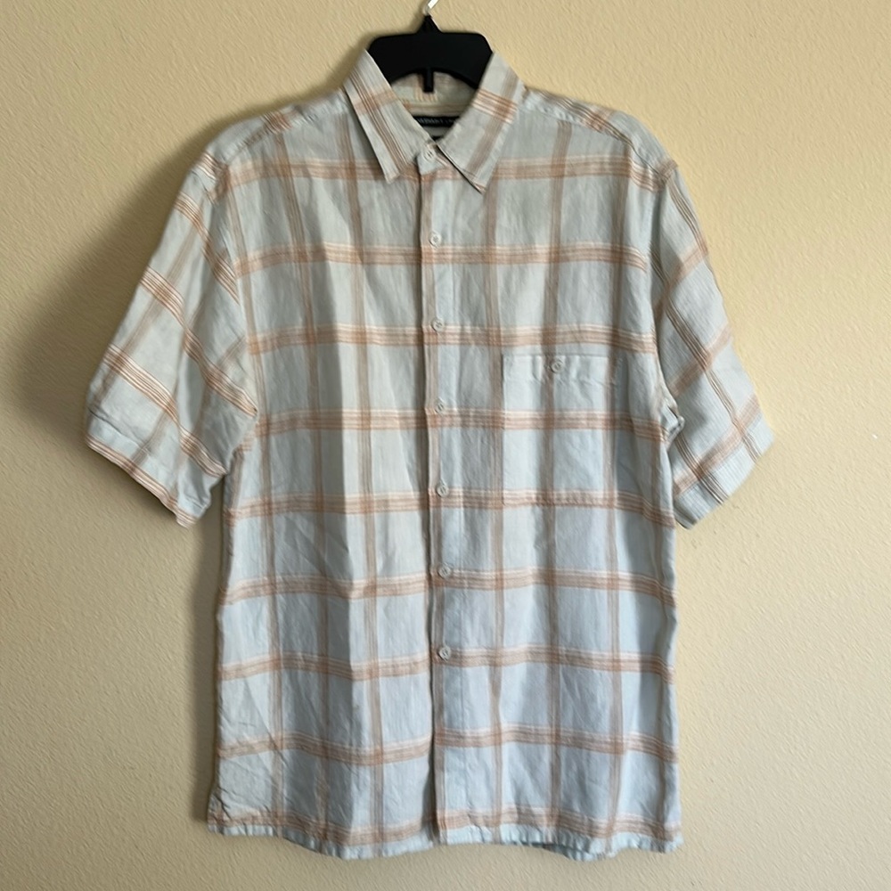 Bruno washable linen button down short sleeves shirt size M.